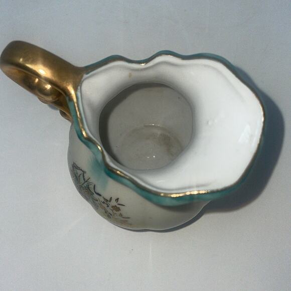 Lefton Pink Floral Miniature Creamer Pitcher w/ Underplate Saucer - Picture 6 of 12